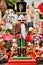 Closeup of beautiful ornamental nutcracker doll made of wood with glitters