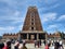 Closeup of beautiful Srikanteshwara or Nanjundeswara Temple, big lord shiva statue and chariot at Nanjangud