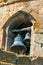 Closeup of a bell in an orthodox temple in the belfry