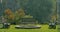 Closeup of benches in a tranquil park, autumn nature