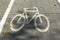 Closeup of bicycle asphalt lane demarcation