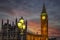 Closeup of the Big Ben clocktower at Westminster in London, UK