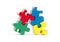 Closeup of big jigsaw puzzle pieces