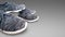 Closeup of big and small size pair of designer shoes of father and son, happy father`s day concept