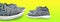 Closeup of big and small size pair of designer shoes of father and son, happy father`s day concept