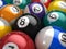 Closeup of Billiard balls on a pool table