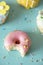 Closeup of bitten donut food
