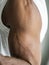 Closeup of a black person`s muscular arm