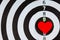 Closeup black white target with heart bullseye as love background