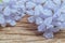 Closeup of Blue plumbago flowers on wooden background