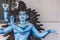 Closeup of blue Shiva procession doll, Madikeri India.