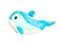 Closeup blue whale doll isolated on white background with clipping path