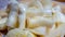 Closeup of boiled cassava,