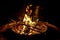 Closeup of a bonfire with beautiful flames captured at night
