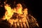 Closeup bonfire at Jewish holiday of Lag Baomer
