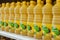 Closeup of bottles of sunflower oil alignment at Cora supermarket