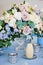 Closeup bouquet oflowers rose delphinium wedding