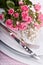 Closeup bouquet of small pink roses