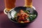 Closeup on bowl of japanese fried chicken karaage