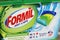 Closeup of box Lidl discounter Formil washing detergent caps