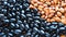 Closeup of brazilian beans black beans and carioca beans typical grain of brazilian food