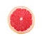 Closeup of bright juicy grapefruit. A round red citrus fruit with an acid, juicy pulp isolated on a white background