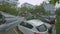 Closeup Broken Roofing Pieces Lie on Cars after Hurricane