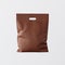 Closeup Bronze Color Leather Small Bag Isolated Center White Empty Background.Mockup Highly Detailed Texture Materials
