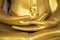 Closeup Buddha sculpture hand