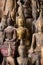 Closeup of Buddha statues at the Pak Ou Caves