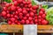 Closeup of a bunch of organic, fresh radishes and lettuce made wi