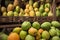 Closeup of bunch of ripe papayas