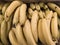 Closeup of a bundle of bananas in natural light