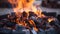 Closeup of burning coals from a fire, barbeque fire grilling campfire barbecue