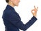 Closeup on business woman showing ok gesture