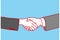Closeup Businessman`s Partnership Handshake Scene man and wonman ,  vector illustration