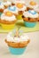 Closeup of butterfly cupcake