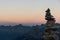 Closeup of a Cairn infront of blurry background