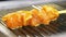 Closeup Camera Shows Aromatic Chicken Meat Fried on Grill