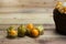 Closeup Cape gooseberry on wooden