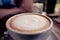 Closeup Cappuccino. Cup Of Cappuccino Or Latte Coffee