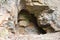 Closeup of a cave entrance under the sunlight