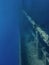 Closeup of a Cedar Pride shipwreck in deeper water with a limited visibility