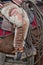 Closeup of chaps made of sheep skin in Ecuador