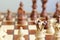 Closeup of chess pieces on chessboard