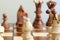 Closeup of chess pieces on chessboard