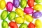 Closeup of chocolate easter eggs in colorful foil