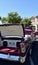 Closeup of a Classic 1956 Bel Air Burgundy Cherry Colored Chevy Car with White Interior