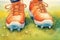 closeup of cleated football boots on turf