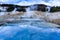 Closeup of clouds seeming to float on the colorful waters over the dangerous boiling springs and hot mud pots at Lassen Volcanic